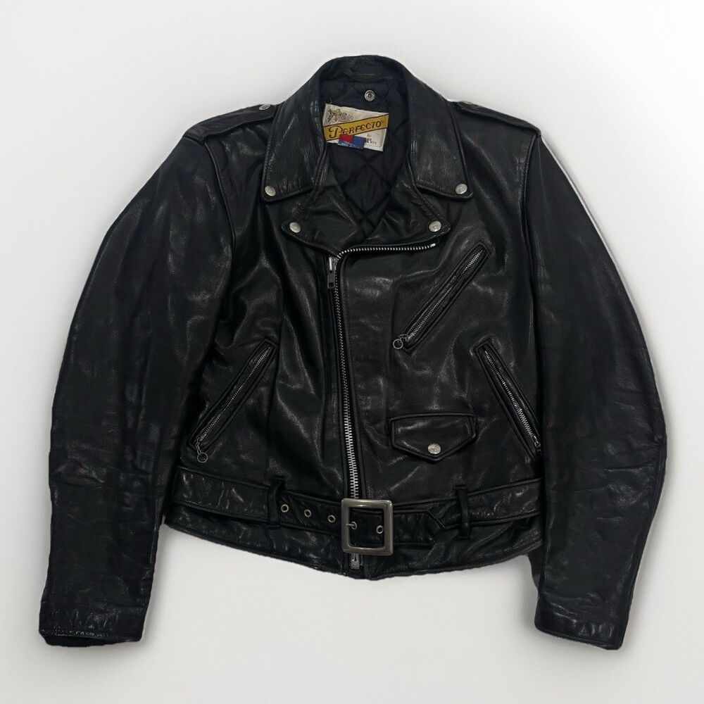 SCHOTT NYC 618 Leather Biker Jacket Size 38 Steerhide Cowhide Perfecto Moto VTG